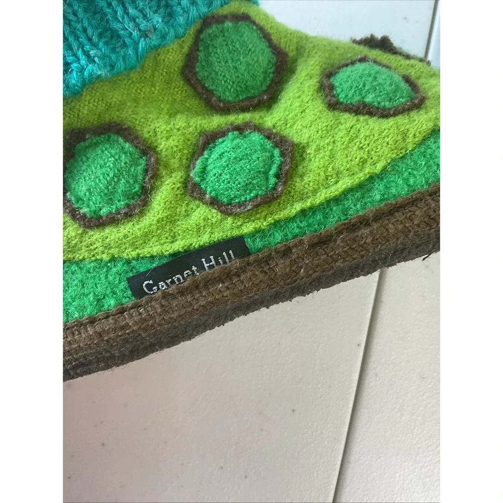 Garnet Hill 100% New Wool Booties Turtles Green Dots Nonslip Treads Kids SZ 04‎